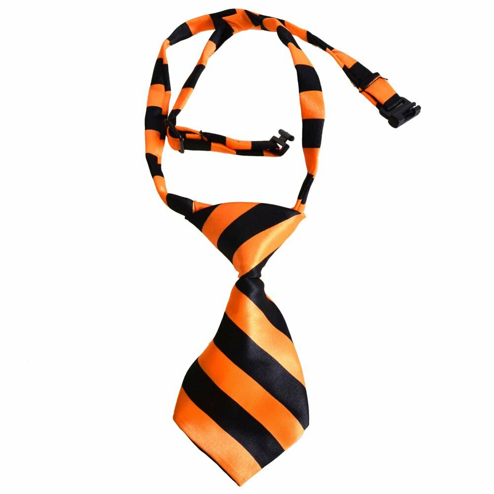 Corbata para perros hecha a mano con rayas negras y naranjas GogiPet
