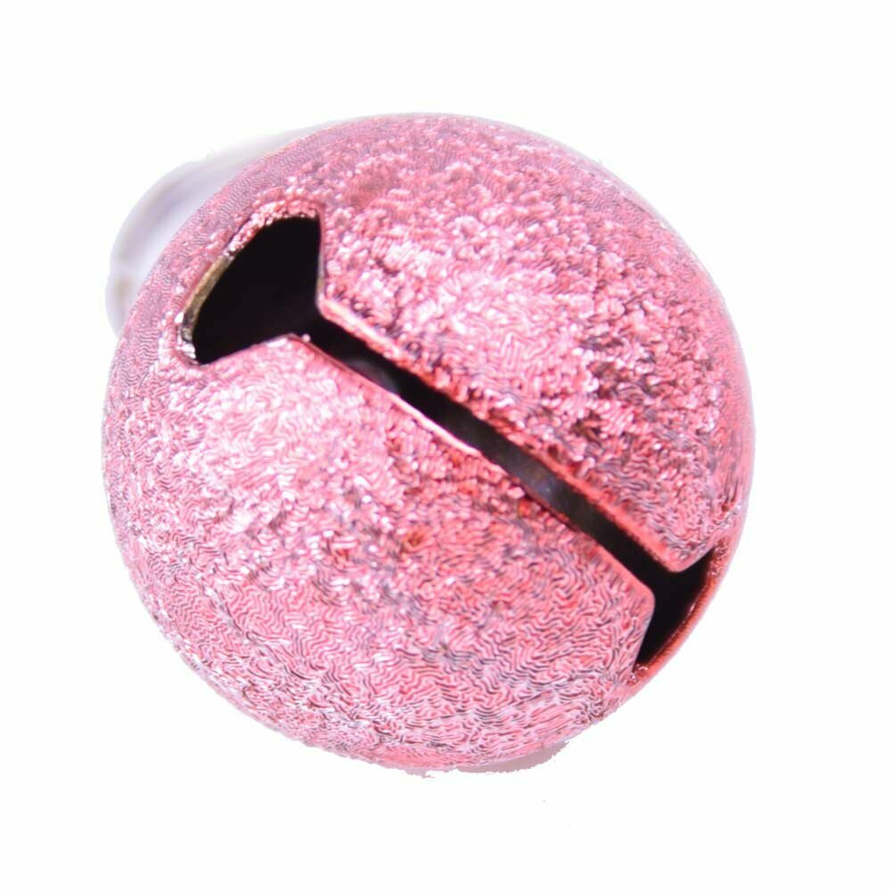 Cascabel pequeño para mascotas de metal rosa metalizado con efecto arrugado, 16 mm
