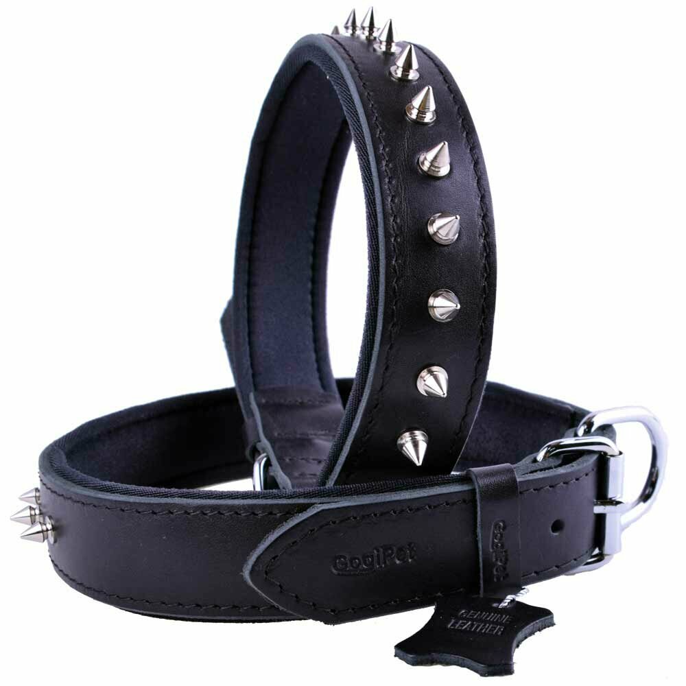 Spike collar de perro de cuero 70 cm negro
