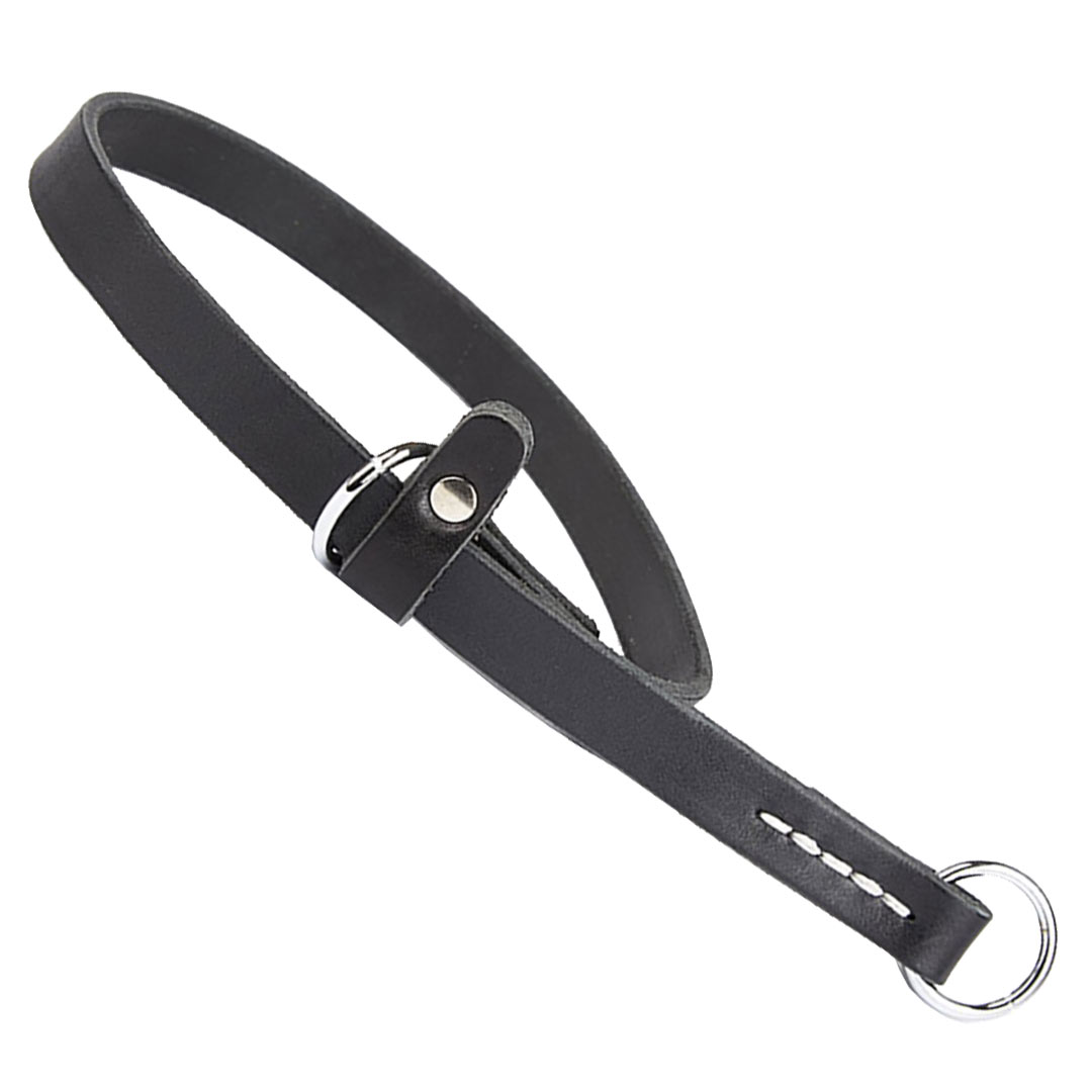 Collar de ahorque para perros en cuero genuino negro GogiPet® (de adiestramiento o doma)