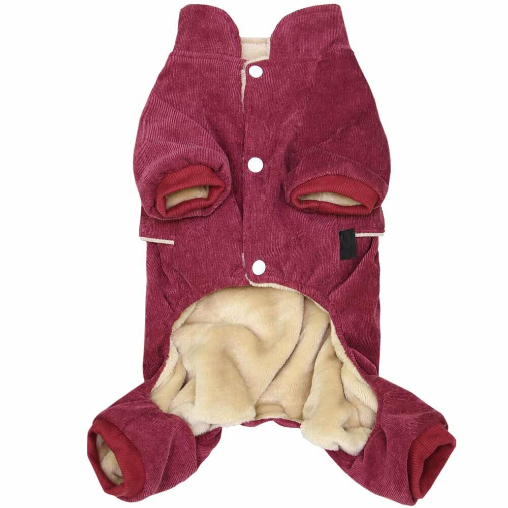 Mono cálido de pana para perros "Kirstin" de GogiPet, rojo burdeos