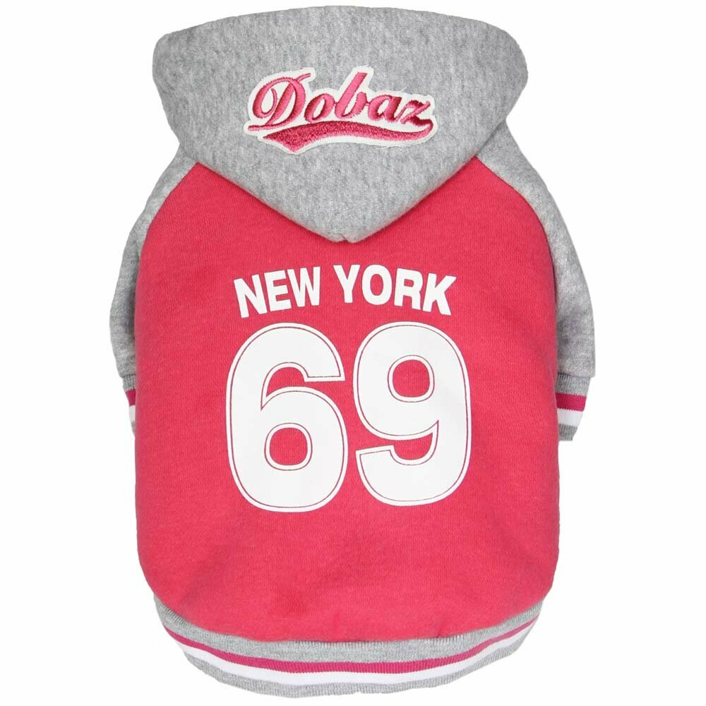 Chaqueta de algodón para perros GogiPet con capucha "New York 69", rosa
