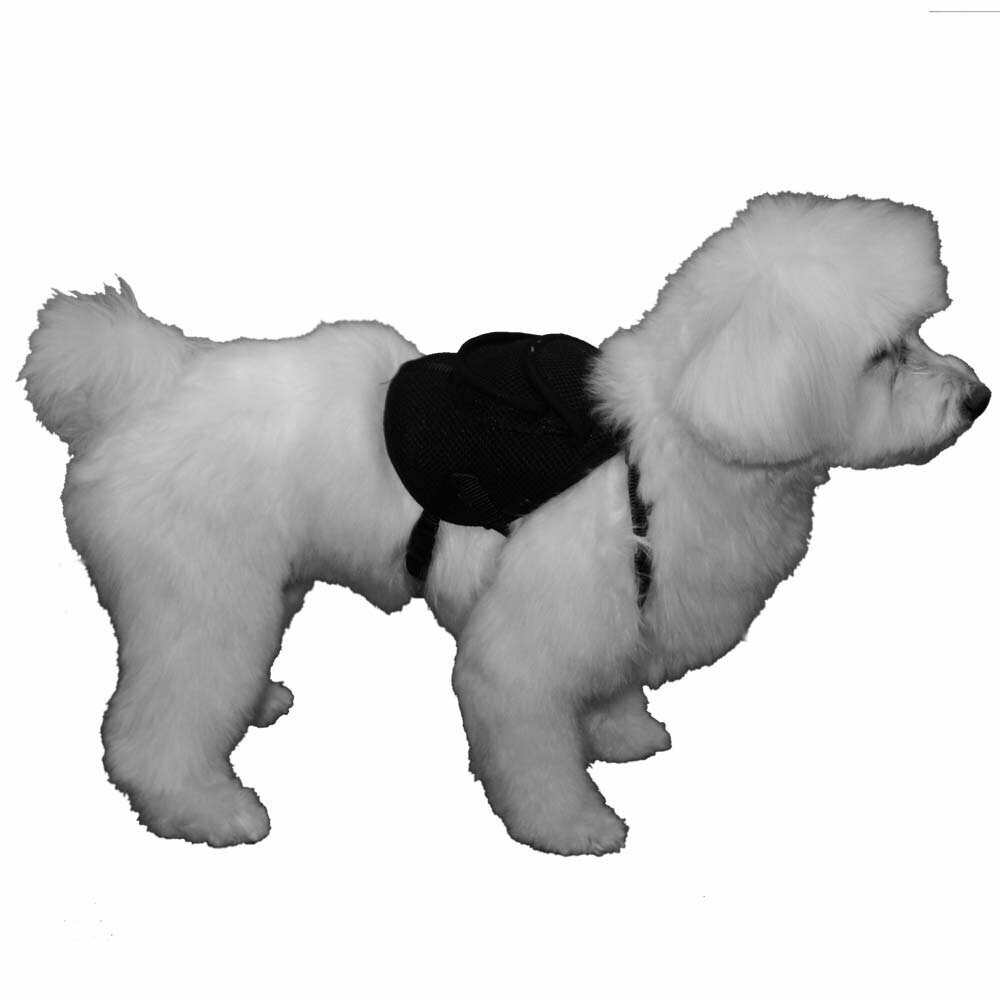 Arnés con mochila para perros en color negro de GogiPet, talla M