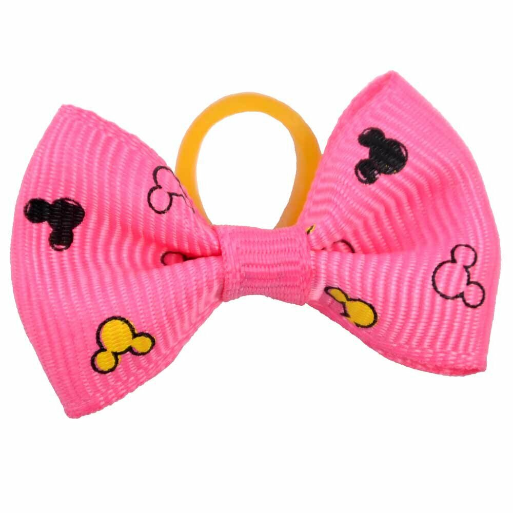 Encantador lazo para el pelo rosa chicle con Mickey Mouse de diseño encantador con goma elástica de GogiPet