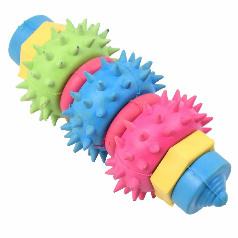 Divertido juguete para perros - Rodillo de goma de colores de 13 cm.