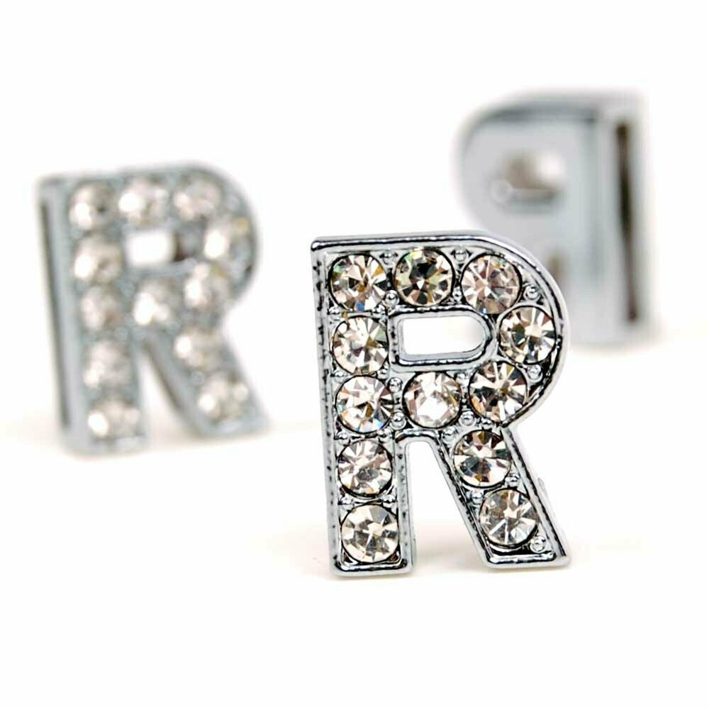 Letra R, motivos, letras y números con strass de 14 mm.