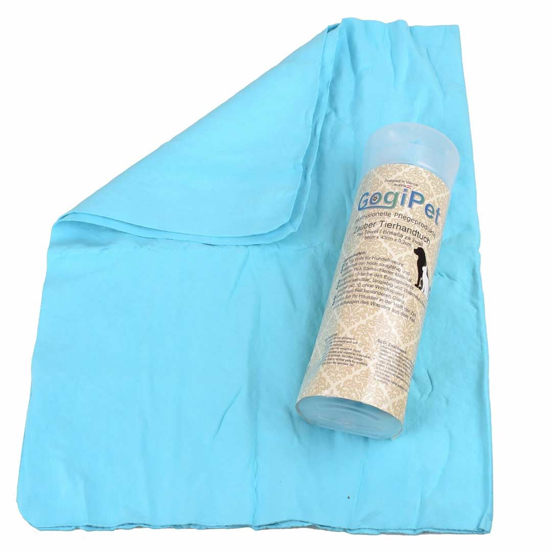 Toalla de baño para perros súper absorbente GogiPet® turquesa.