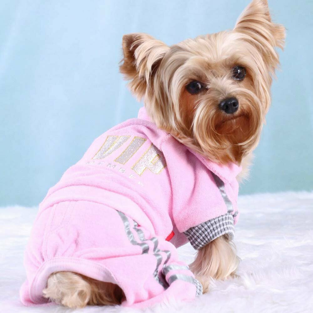 Chándal para perros de tejido niki "VIP" de Doggy Dolly rosa