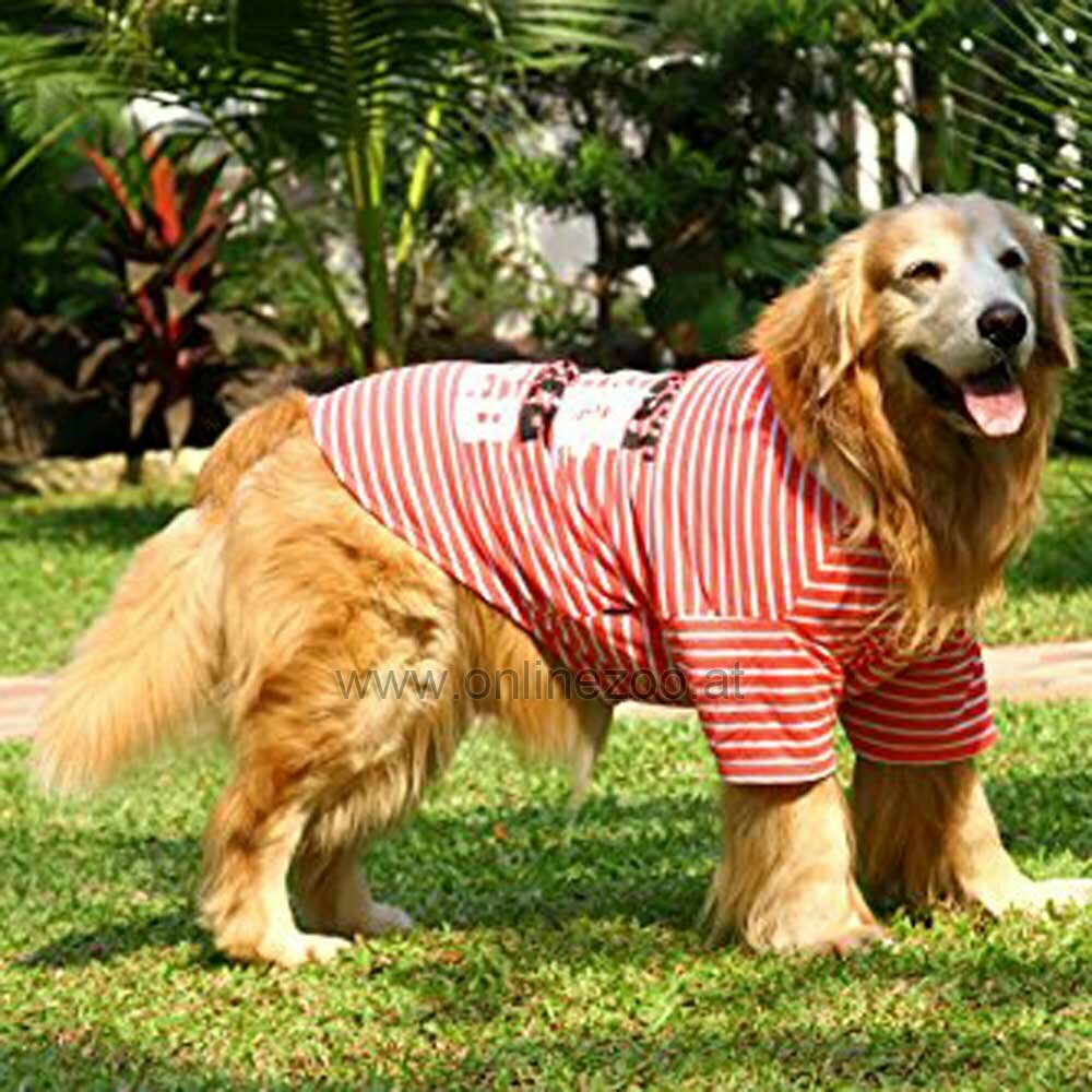 Camiseta naranja con rayas blancas de algodón, para perros chulos