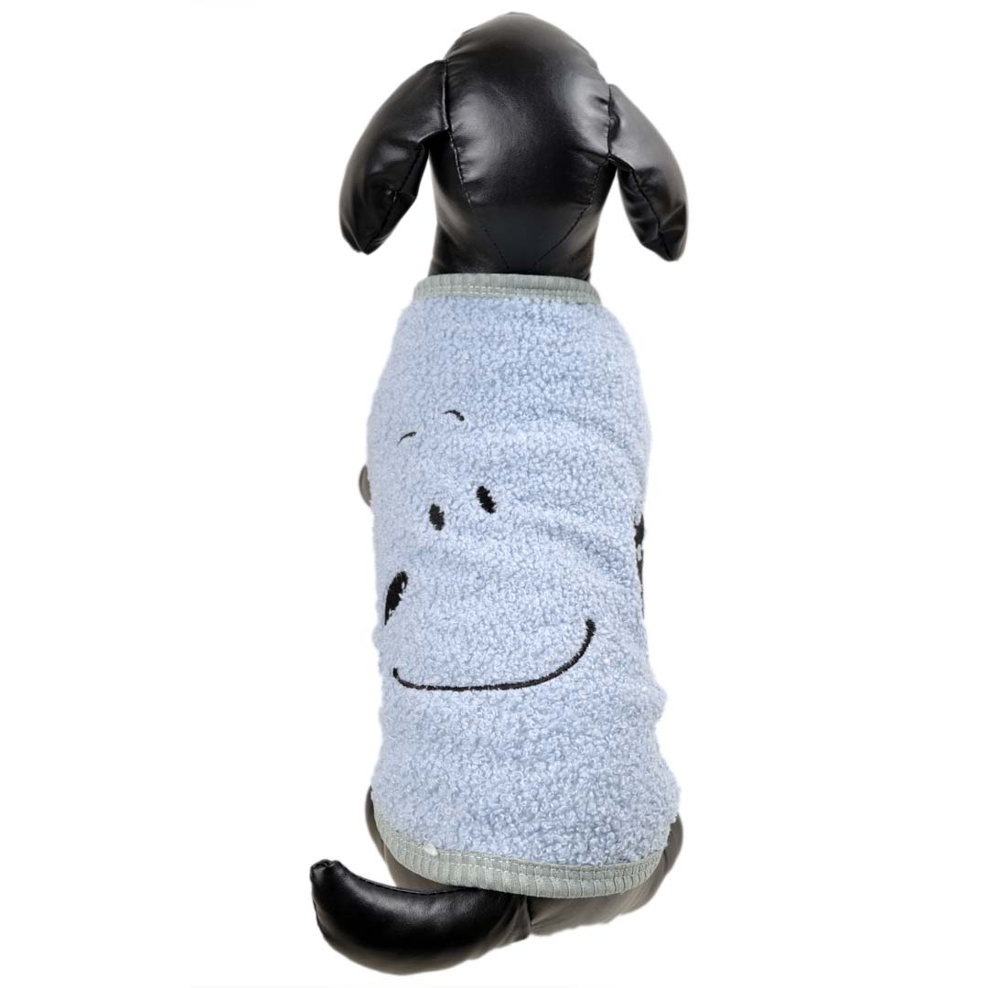 Suéter para perros de suave y ligero forro polar, celeste - Carita sonriente