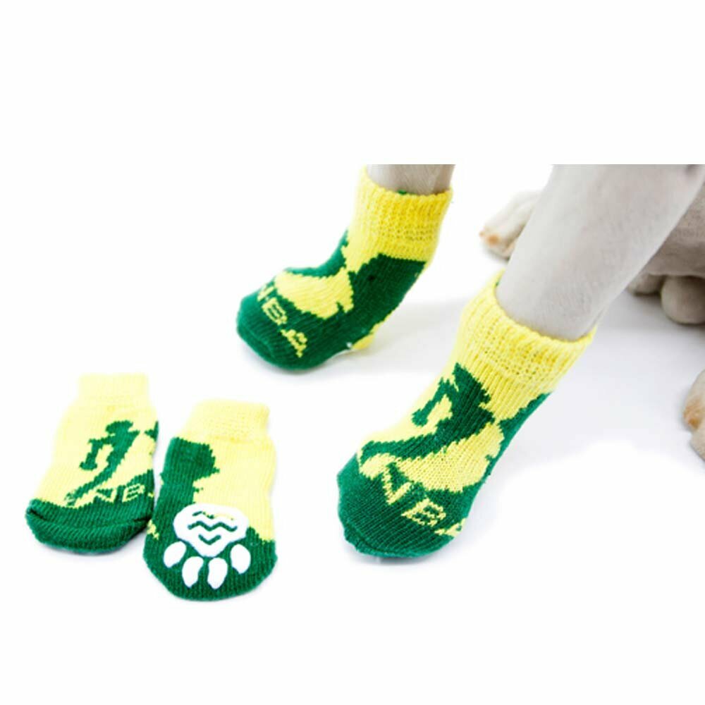 Calcetines antideslizantes para perros GogiPet, NBA amarillo-verde
