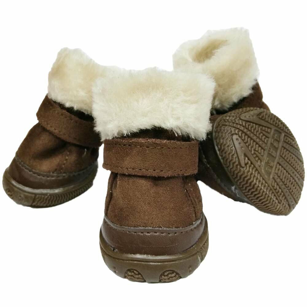 Zapatos de invierno para perros, marrón, cierre de velcro