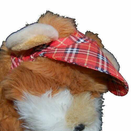Gorra para perro - Gorra con visera para perros roja talla L - Diseño cuadros escoceses.