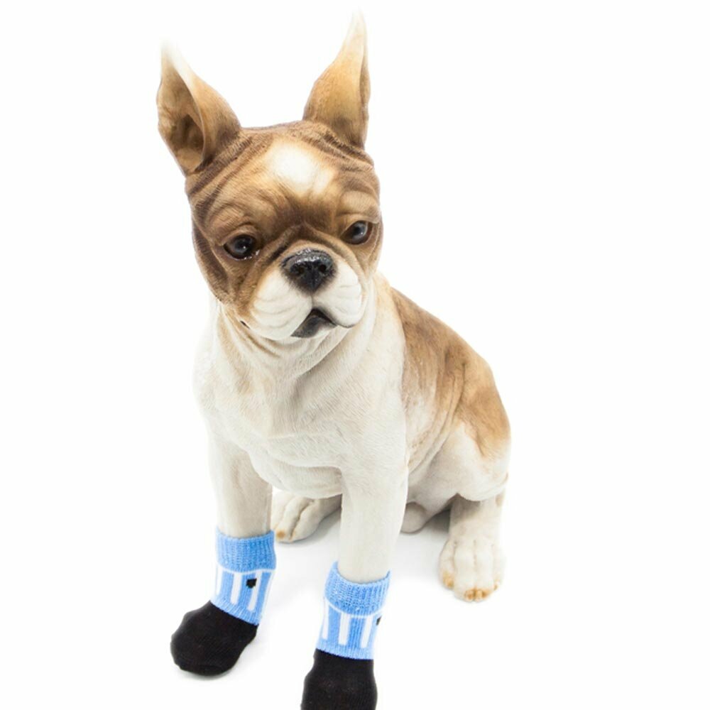 Calcetines antideslizantes para perros GogiPet, rayas blancas azules, alta calidad