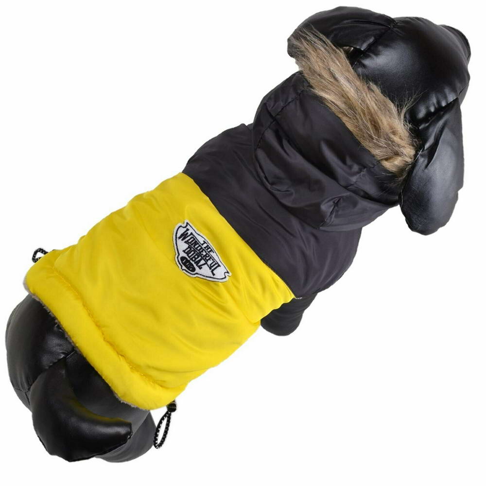 Chaleco cálido para perros "Giorgia" de GogiPet, amarillo con capucha