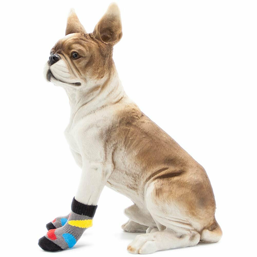 Calcetines antideslizantes perros GogiPet, gris-multicolor, alta calidad