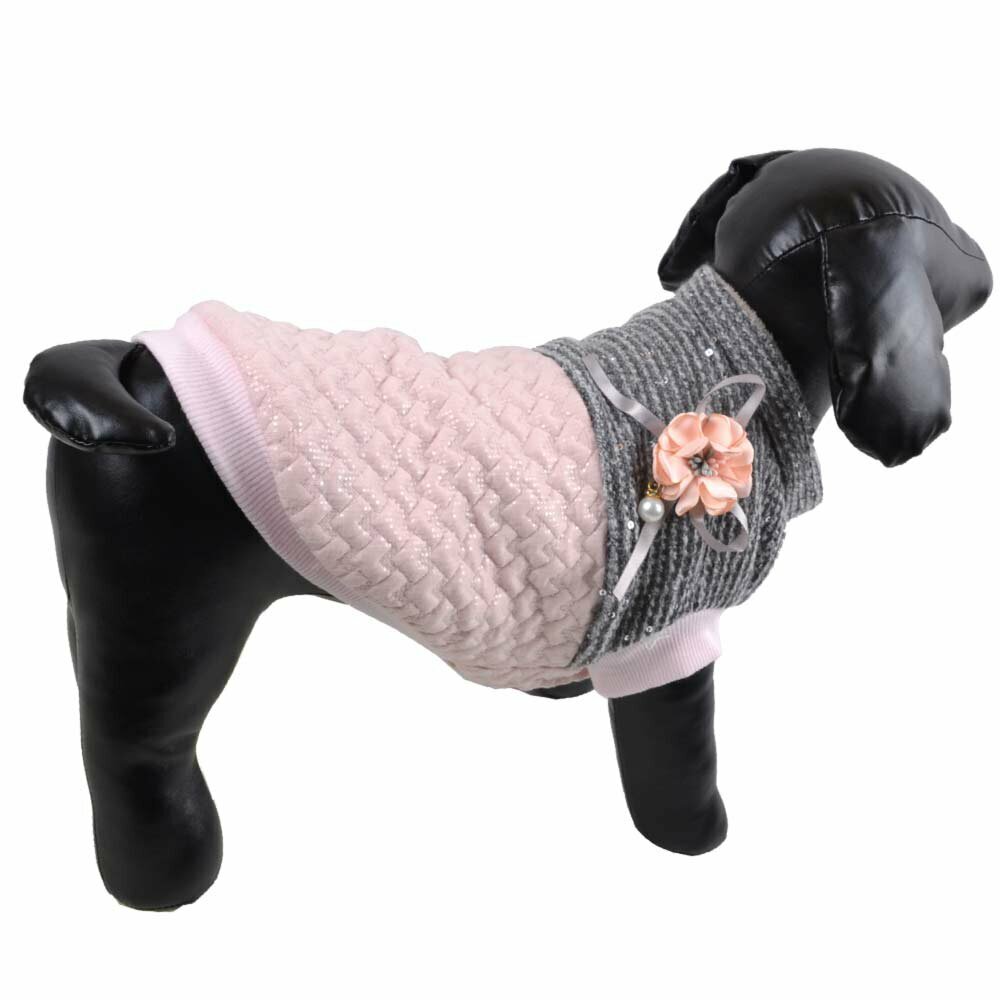 Chaleco cálido para perros "Valentina" de GogiPet, rosa y gris