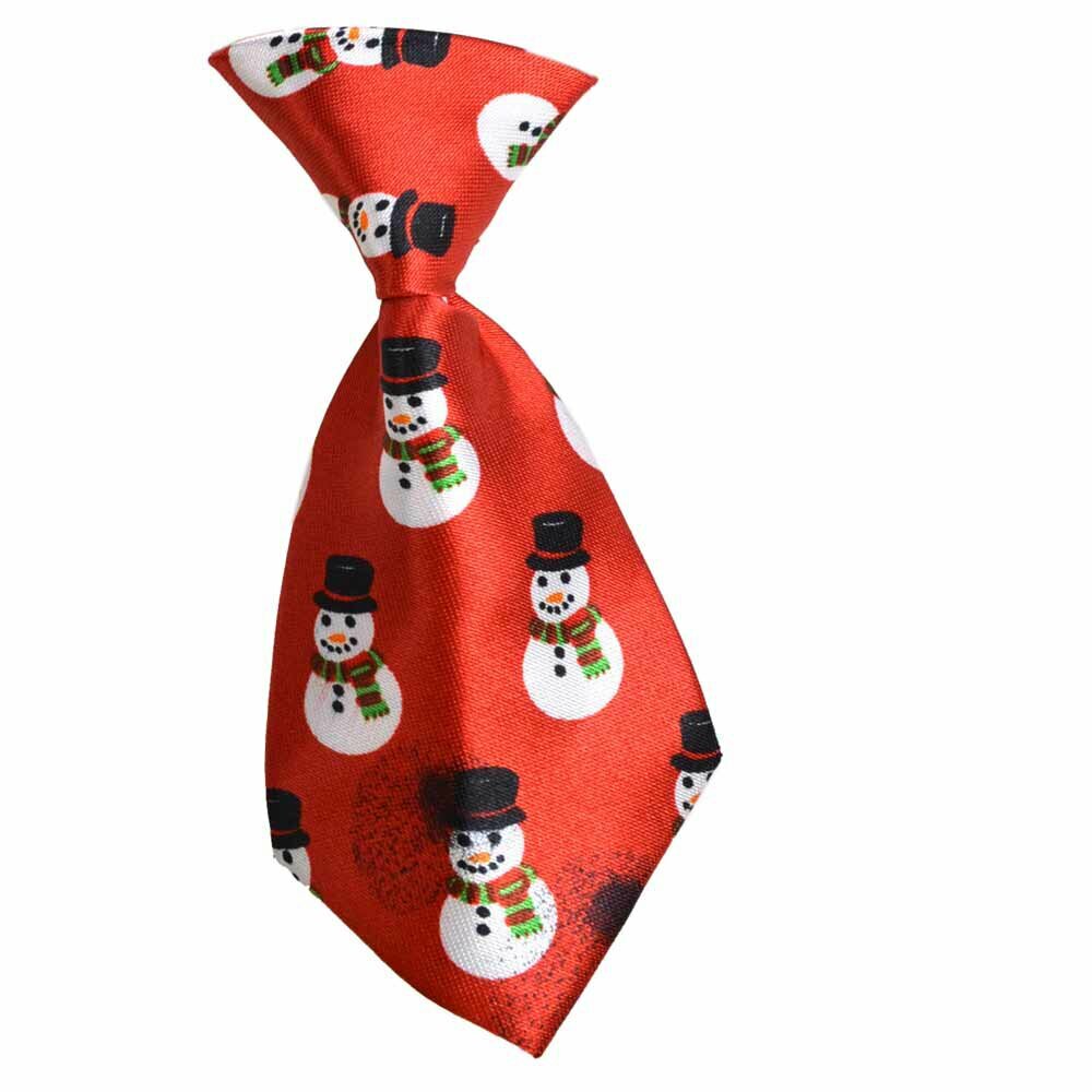 Corbata para perros navideña en color rojo, con muñecos de nieve de GogiPet, ajustable