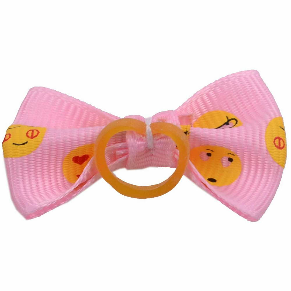 Lazo para el pelo rosa con emojis de diseño encantador con goma elástica de GogiPet