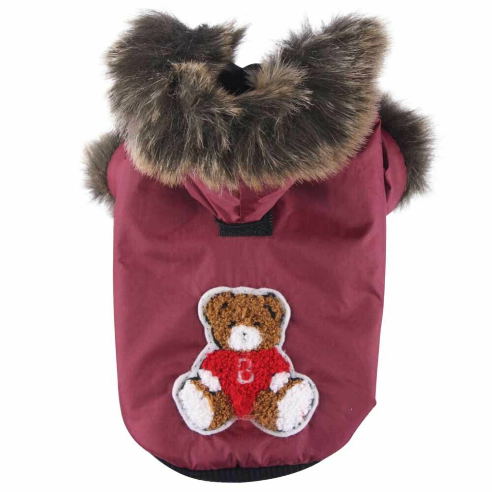 Anorak para perros con capucha tipo esquimal, rojo burdeo - DoggyDolly moda para perros W011