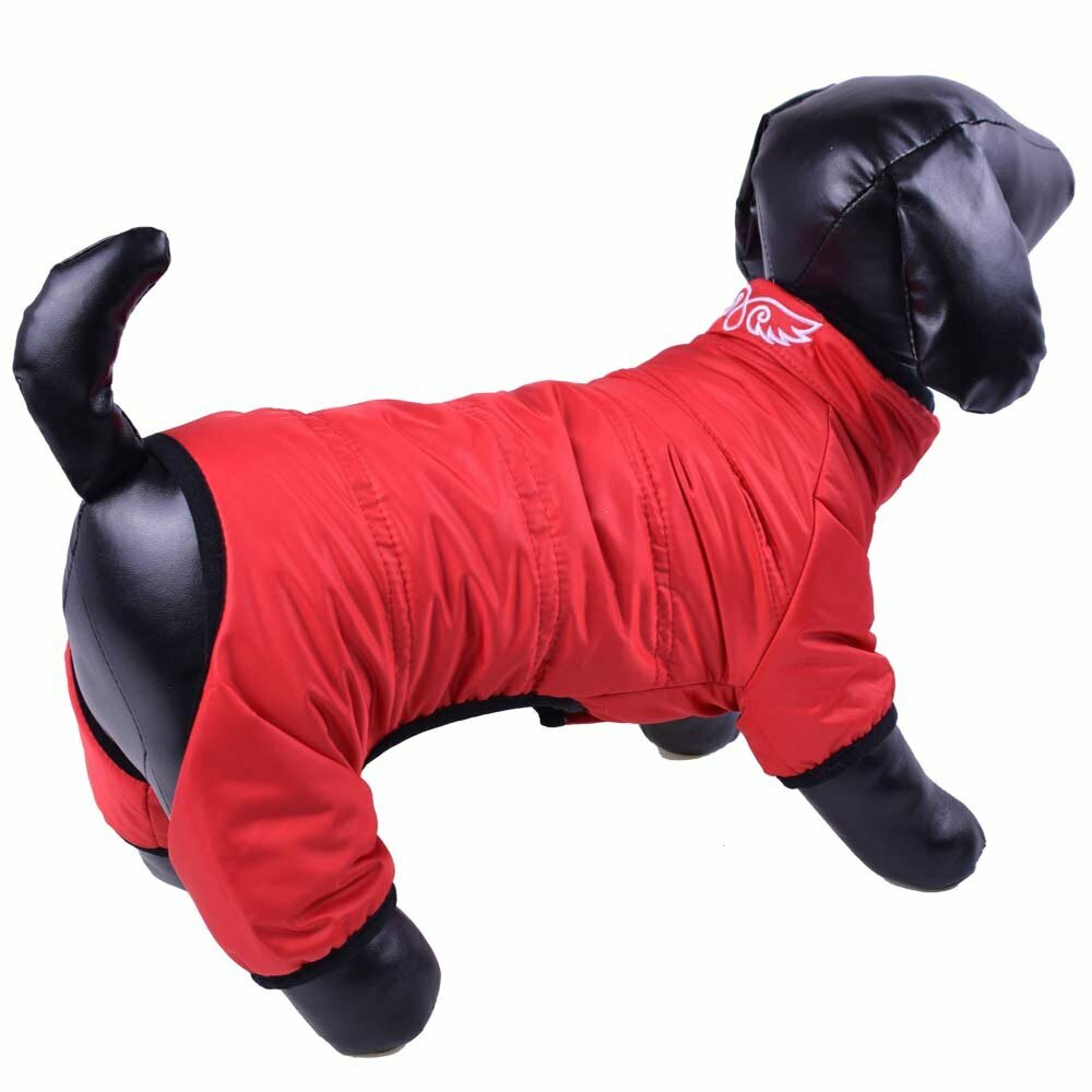 Mono de nieve extra cálido para perros GogiPet, rojo con 4 mangas