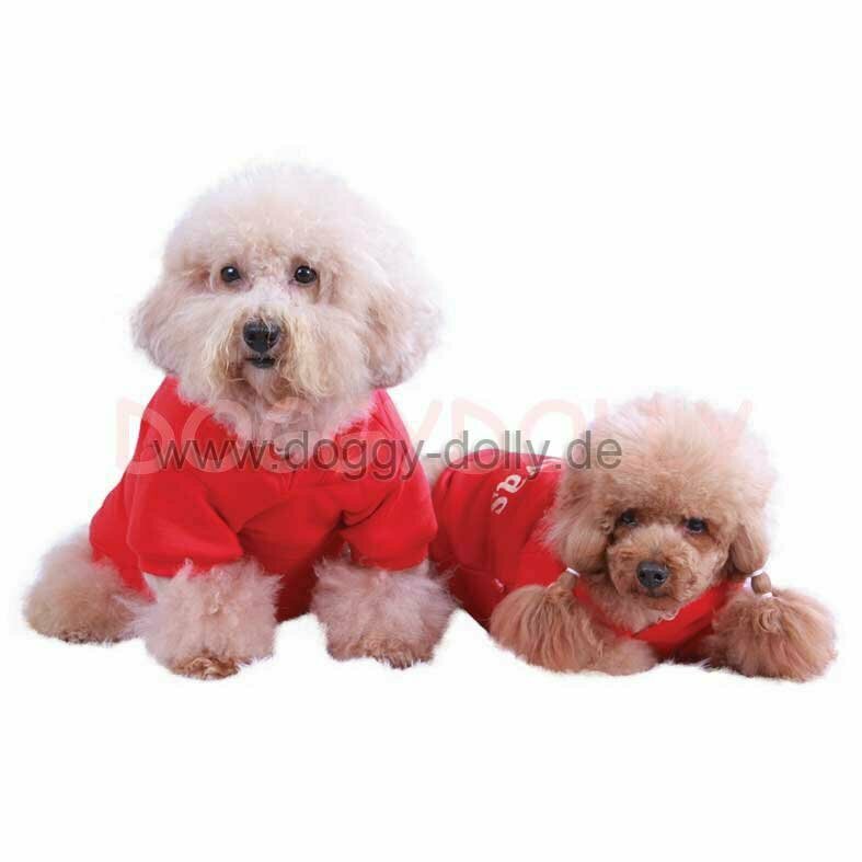 Ropa para perros en Onlinezoo.es - Sudadera para perros roja con capucha "Royal divas" de DoggyDolly W031