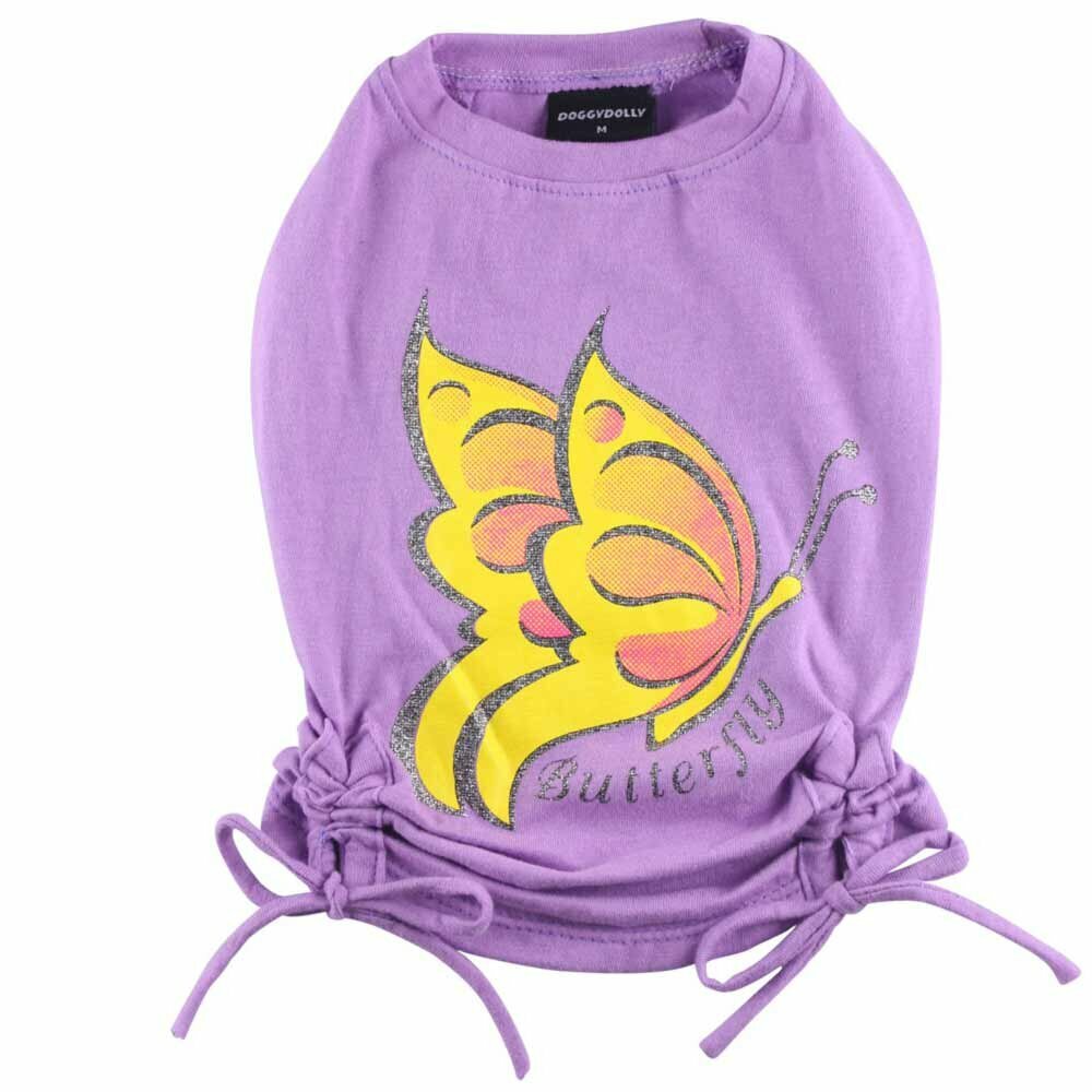Camiseta para perros "Mariposa amarilla" de DoggyDolly,  lila