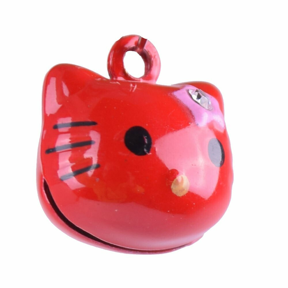Cascabel pequeño para mascotas de metal rojo modelo "Gato Rojo", 18 mm