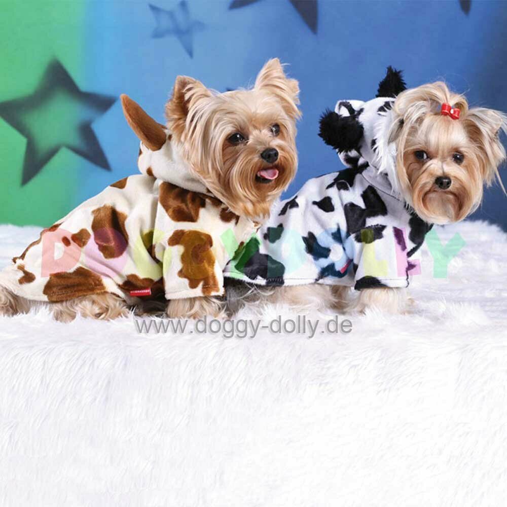 Divertido abrigo para perros blanco-negro de vaca, ideal para el carnaval