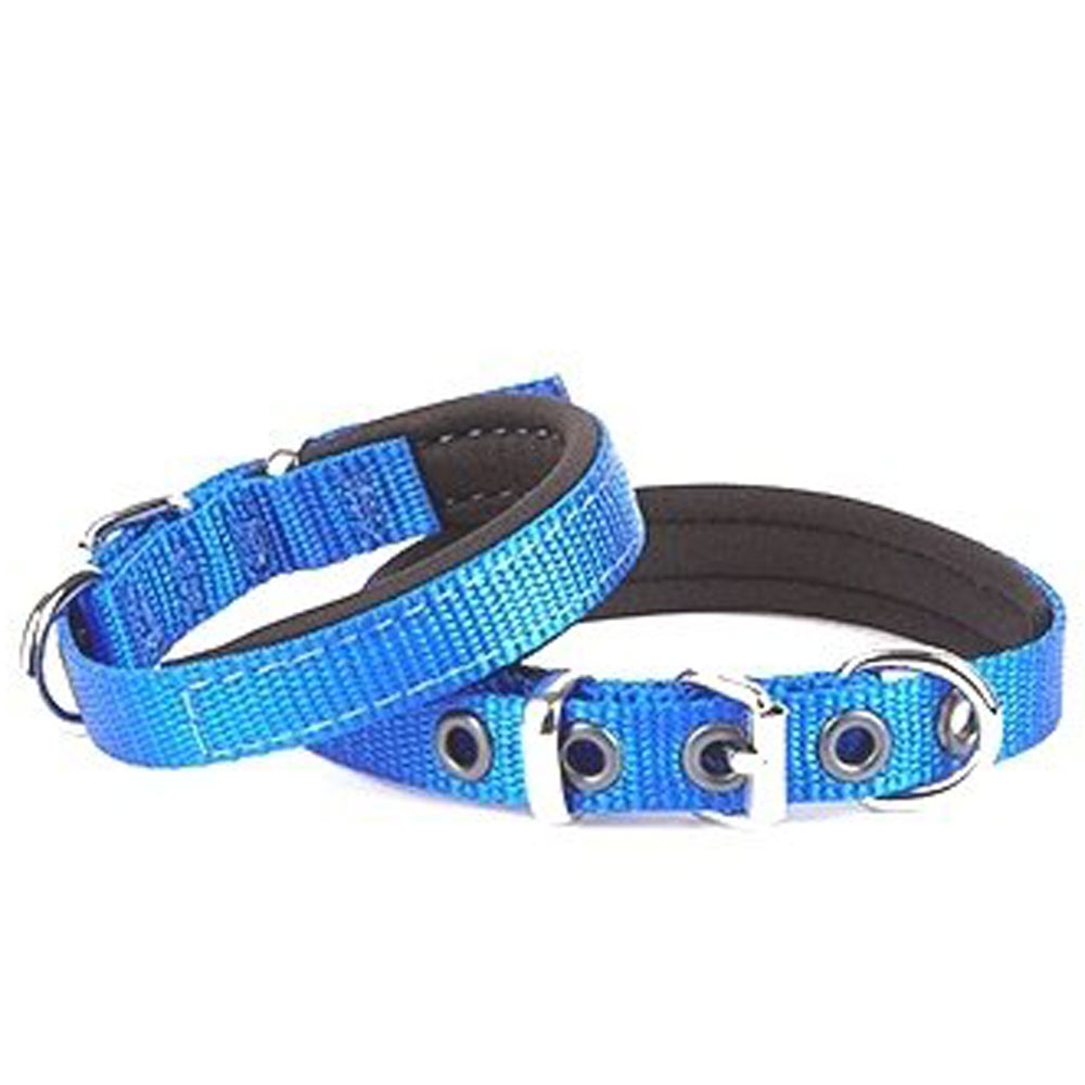 Collar textil acolchado GogiPet® azul-1,5 x 20 - 25 cm
