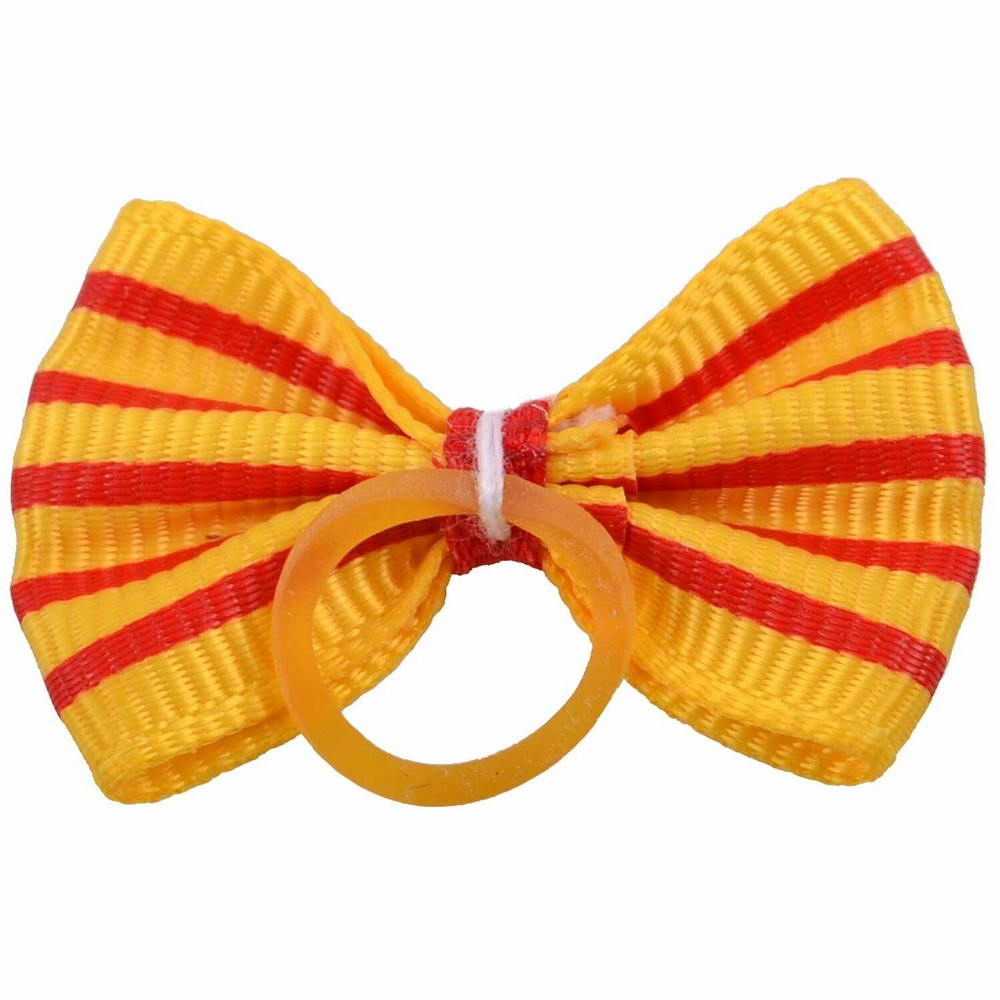 Lazo para el pelo amarillo con rayas rojas de diseño encantador con goma elástica