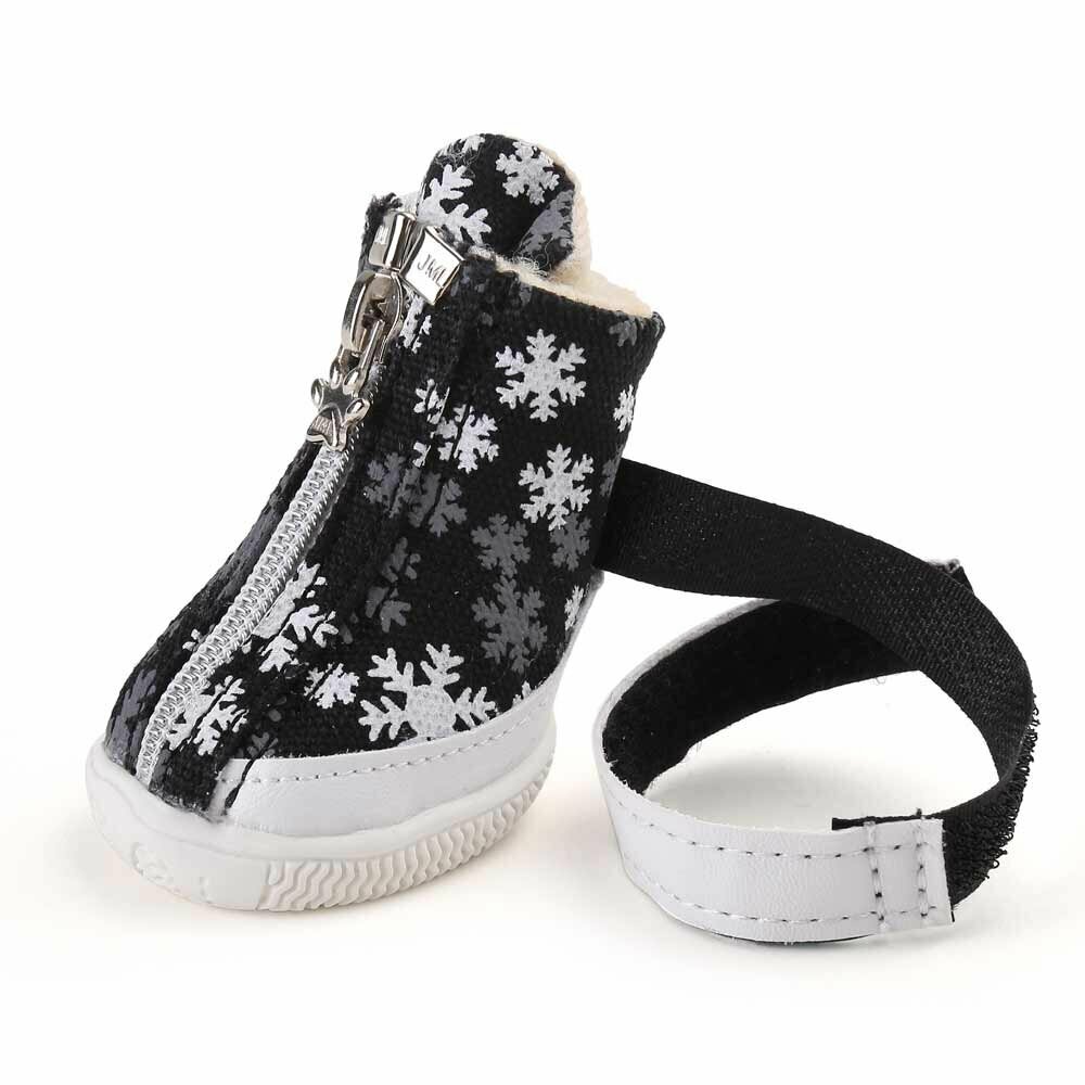 Zapatos de invierno para perros, negro con forro polar
