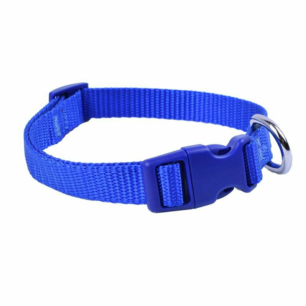Collar para perros de nylon ajustable Super Premium de GogiPet®, azul y hecho a mano