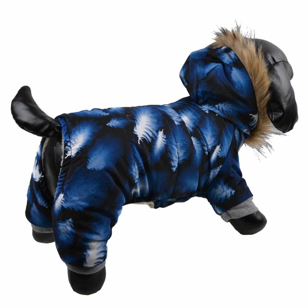 Mono de nieve para perros de GogiPet, azul con capucha, impermeable