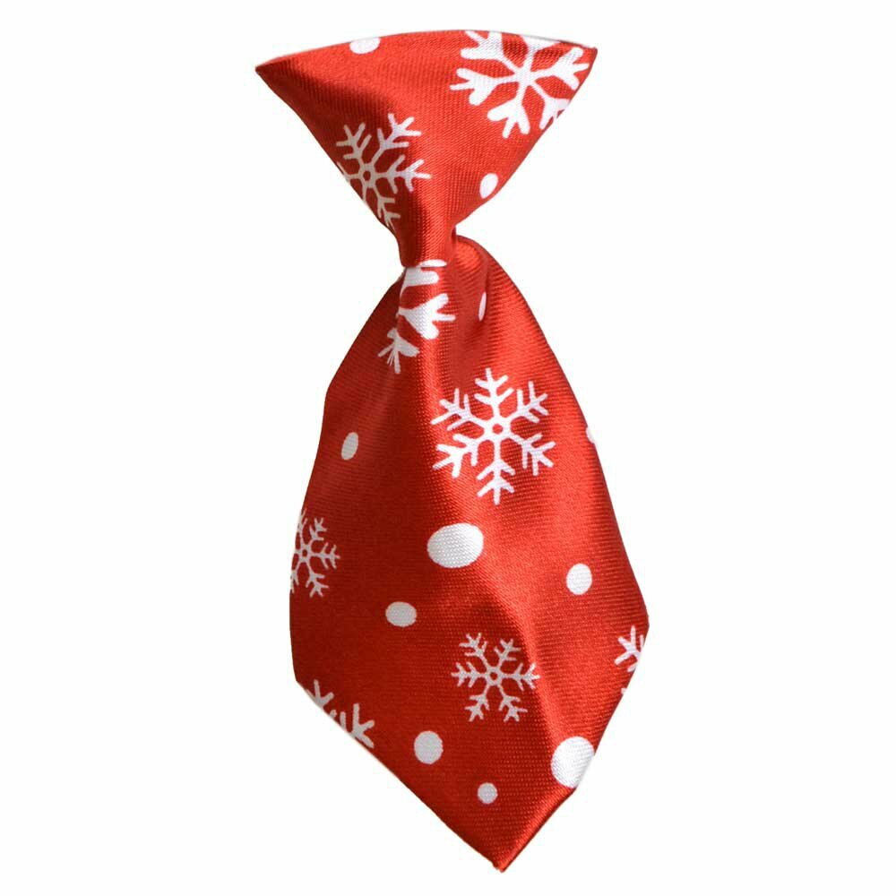 Corbata para perros de Navidad roja con copos de nieve de GogiPet, ajustable