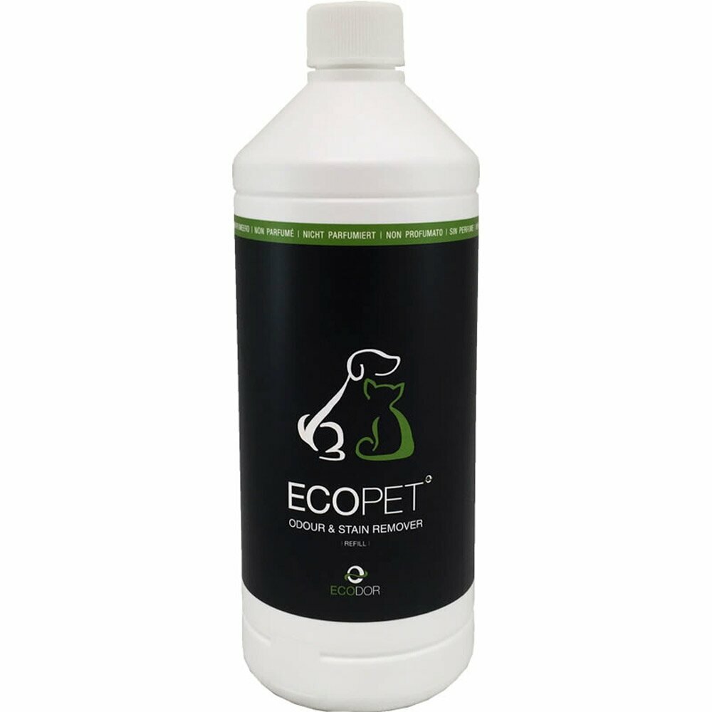 Botella de recambio de 1 litro de Ecodor EcoPet - el removedor de manchas y olores.