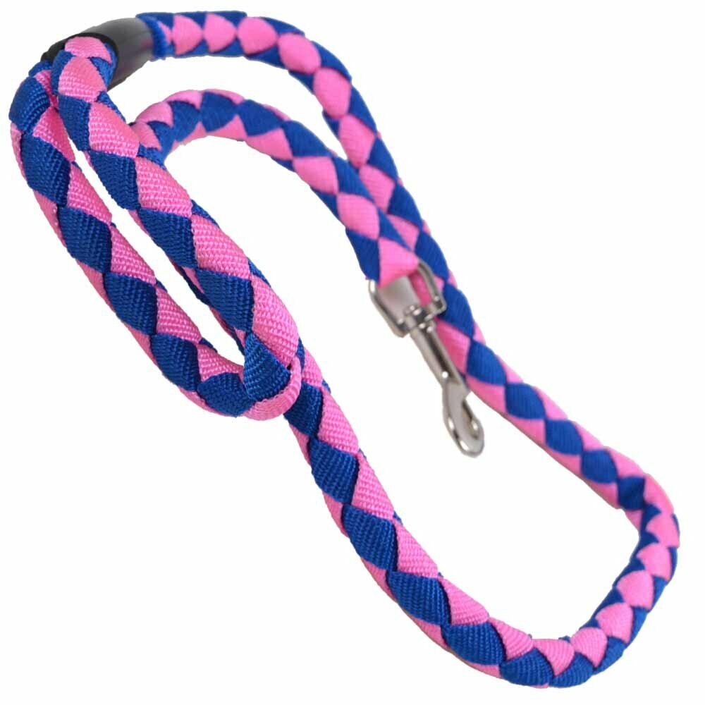 Correa para perros redonda de nylon trenzado muy resistente rosa-azul, de 110 x 1,5 cm. GogiPet.