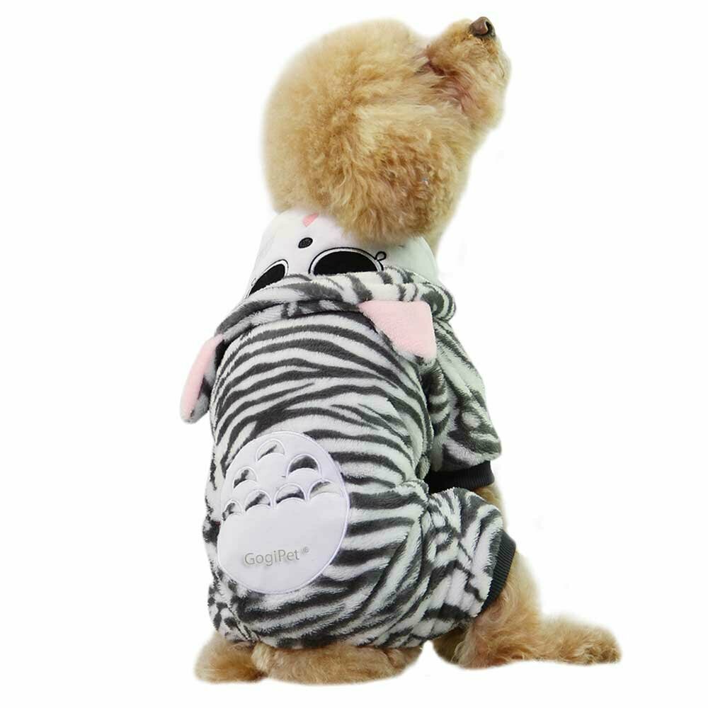 Mono de "gato" hecho de forro polar como ropa divertida para perros.
