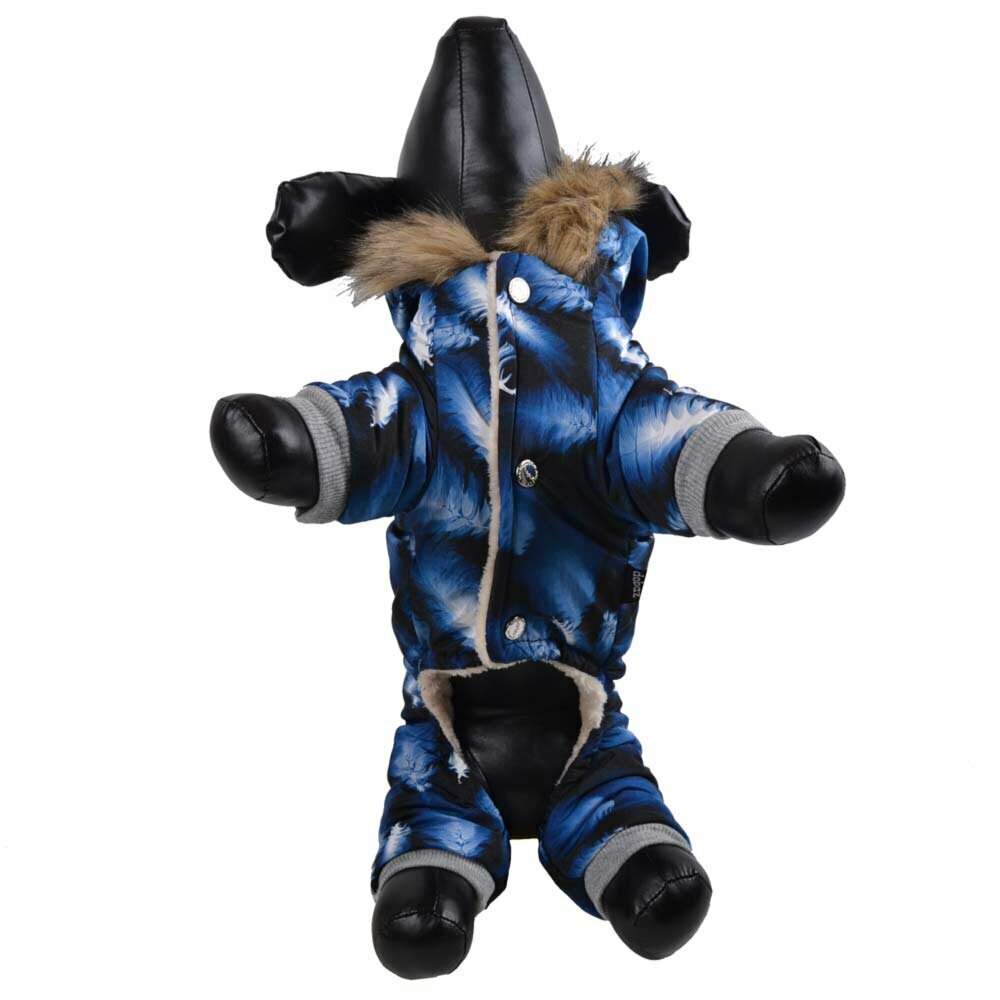 Mono de nieve para perros de GogiPet, azul con capucha