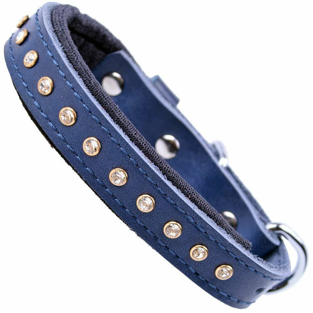 GogiPet® Swarovski rhinestone collar de perro azul para perros pequeños