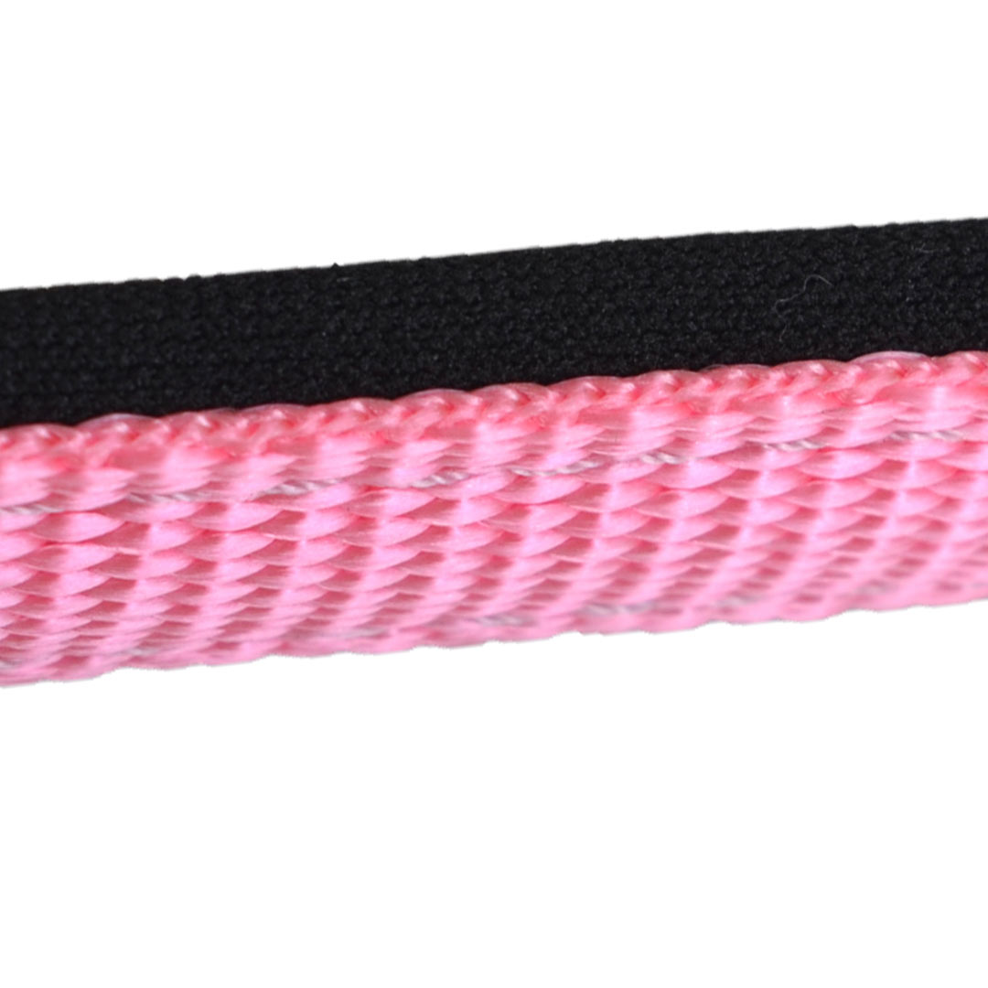Correa para perros textil modelo Confort de GogiPet®, rosa de 1,5 x 160 cm., asa acolchada suave