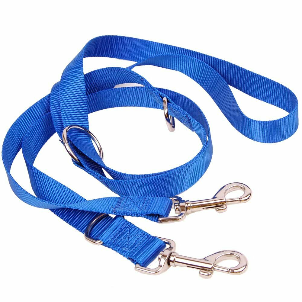 Correa de nylon azul para perros, tamaño ajustable, súper resistente.