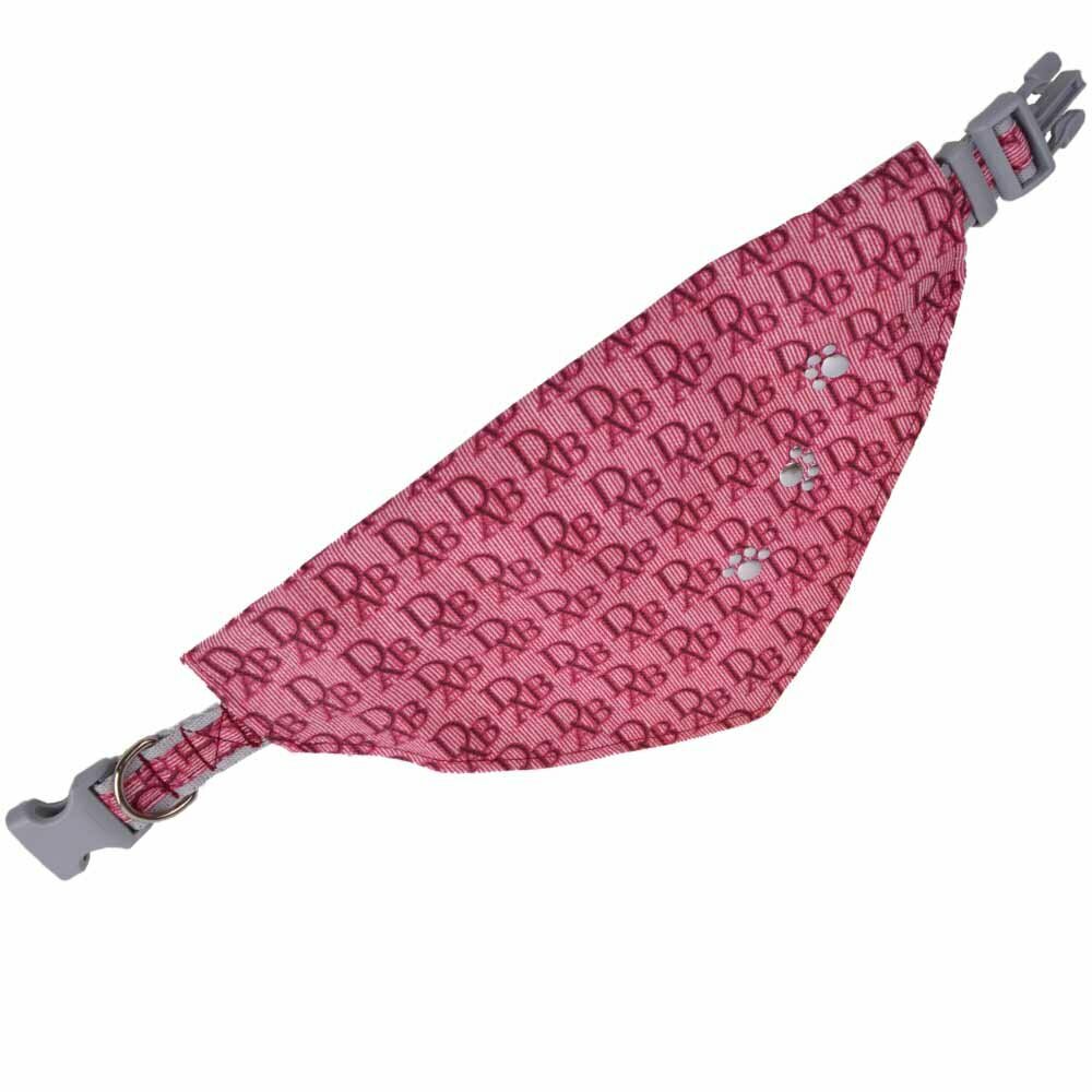 Pañuelo triangular para perros rosa con patitas - collar para perros grandes.