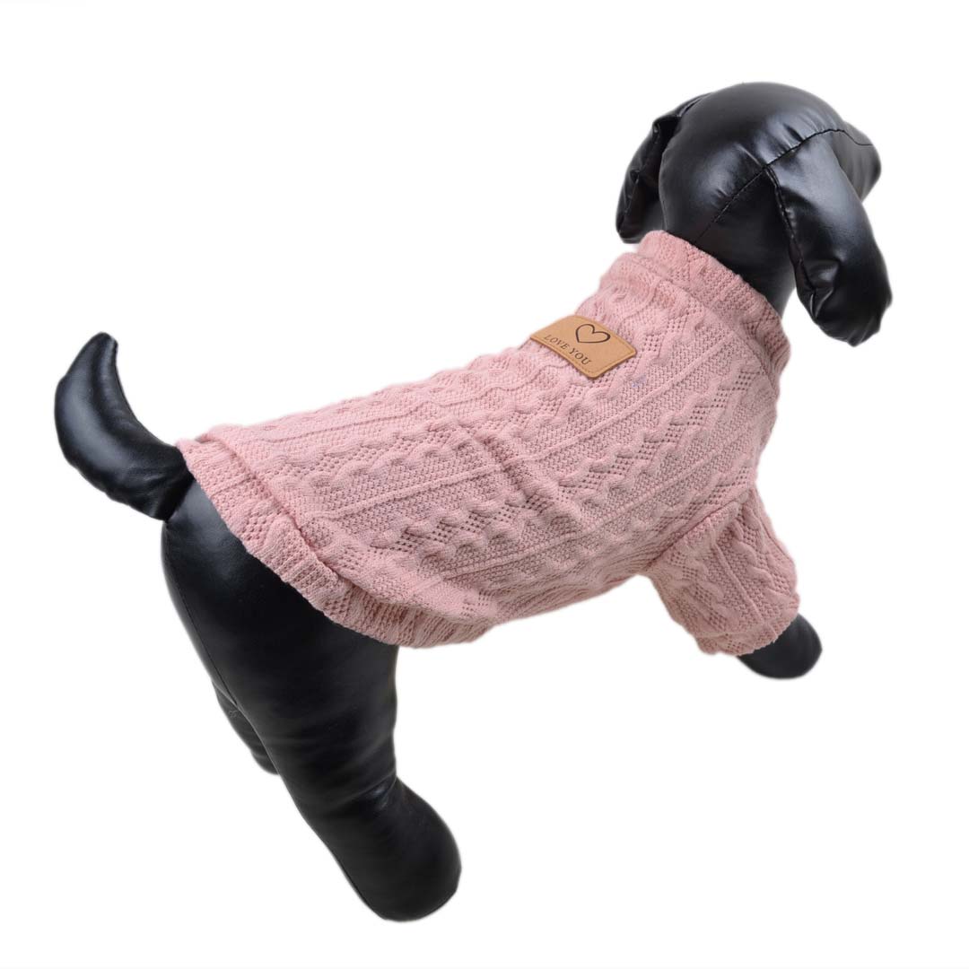 Jersey para perros de punto trenzado "Love You", en color rosa