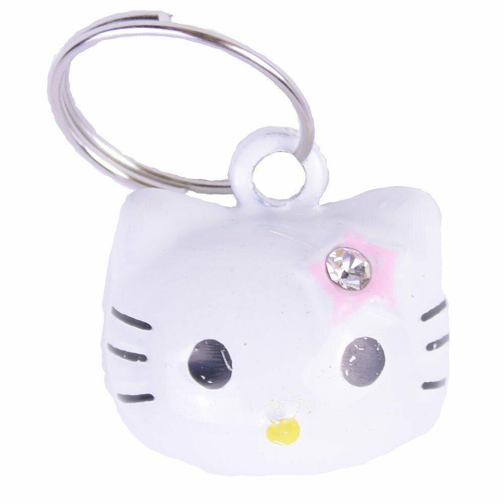 Cascabel pequeño para mascotas de metal rosa modelo "Gato Blanco", 18 mm