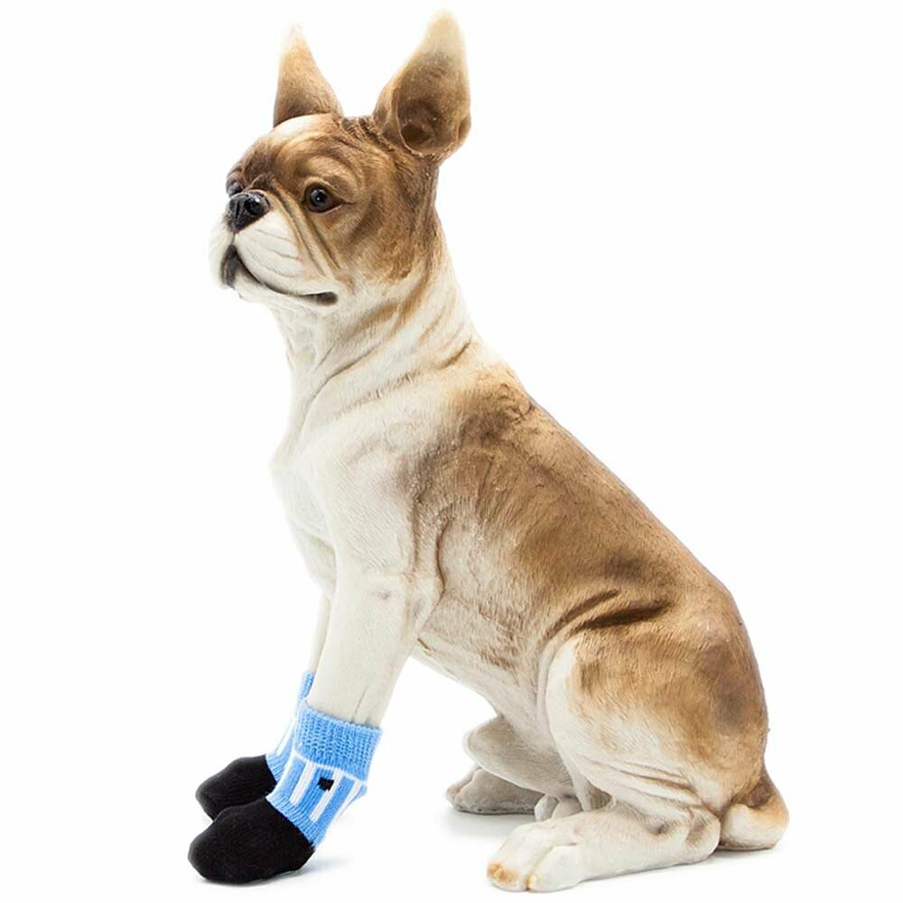 Calcetines antideslizantes para perros GogiPet, rayas blancas azules
