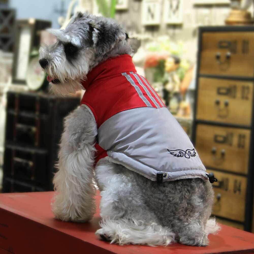 Chaleco cálido para perros  "Alas de amor" de GogiPet, rojo - gris