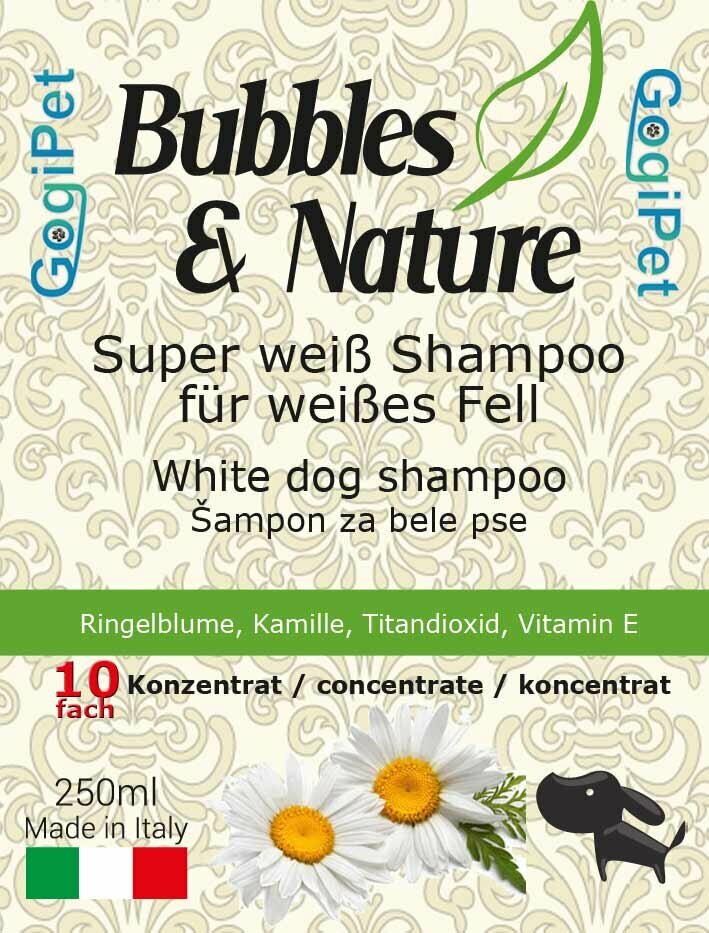 Champú para perros de pelo blanco Super White GogiPet - Bubbles & Nature.