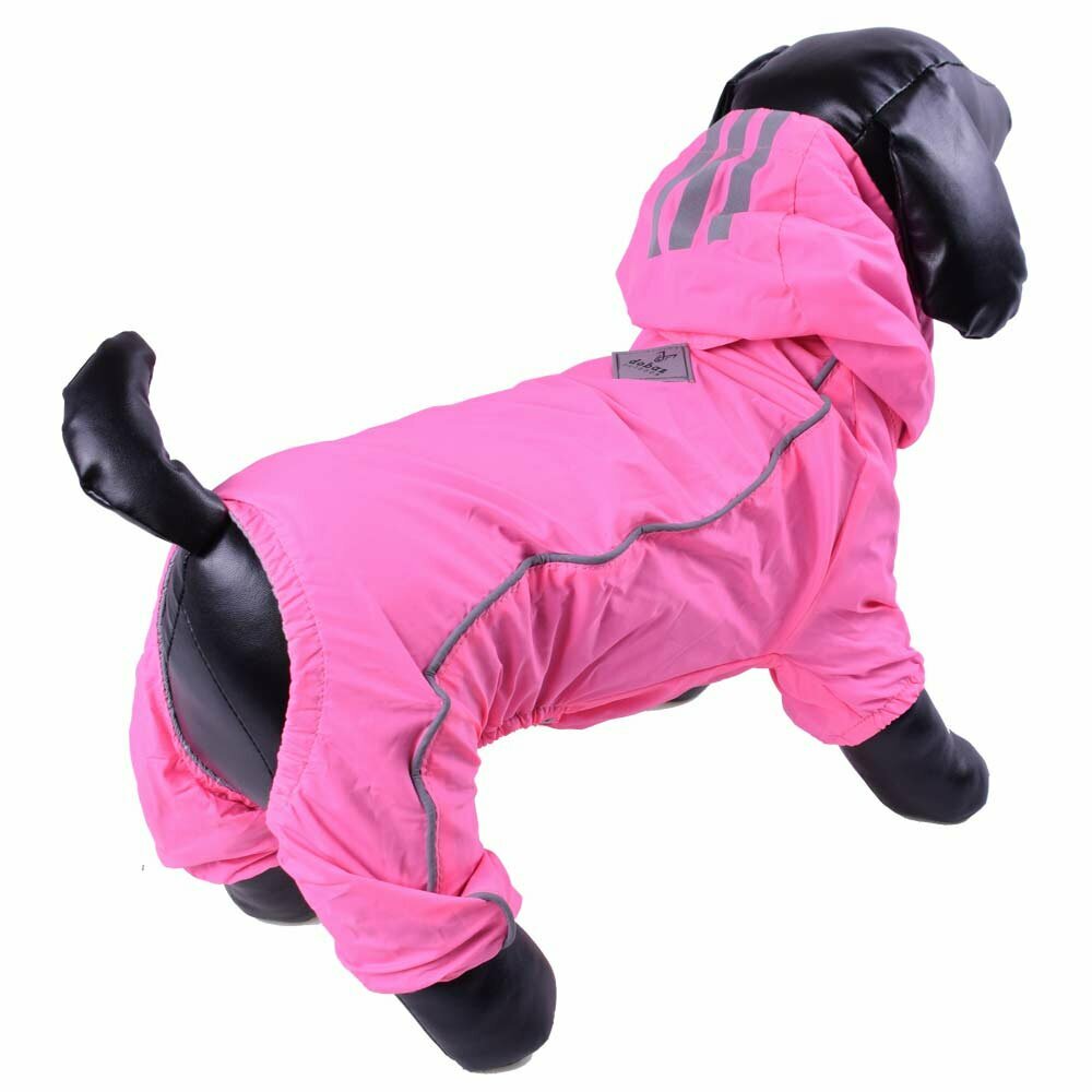 Chubasquero rosa para perros con 4 mangas y capucha desmontable
