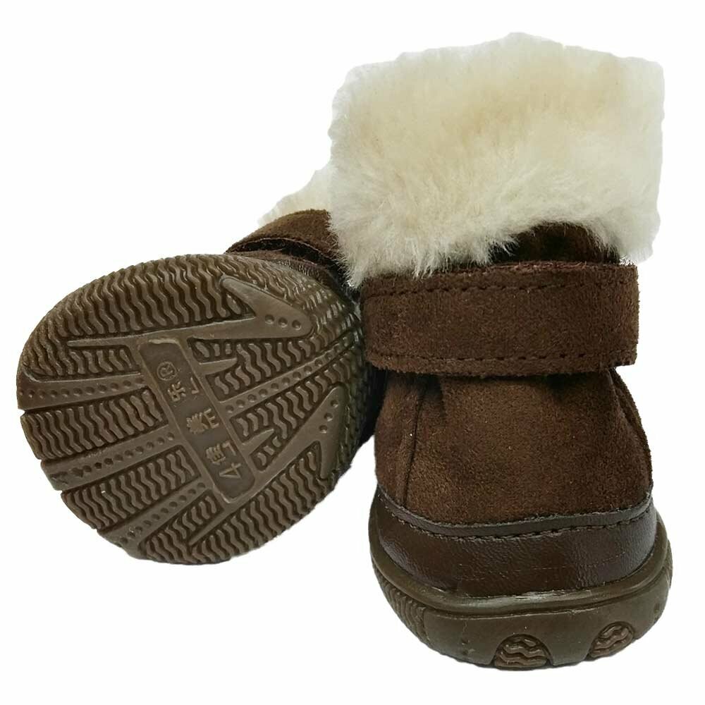 Zapatos de invierno para perros, marrón, cierre de velcro